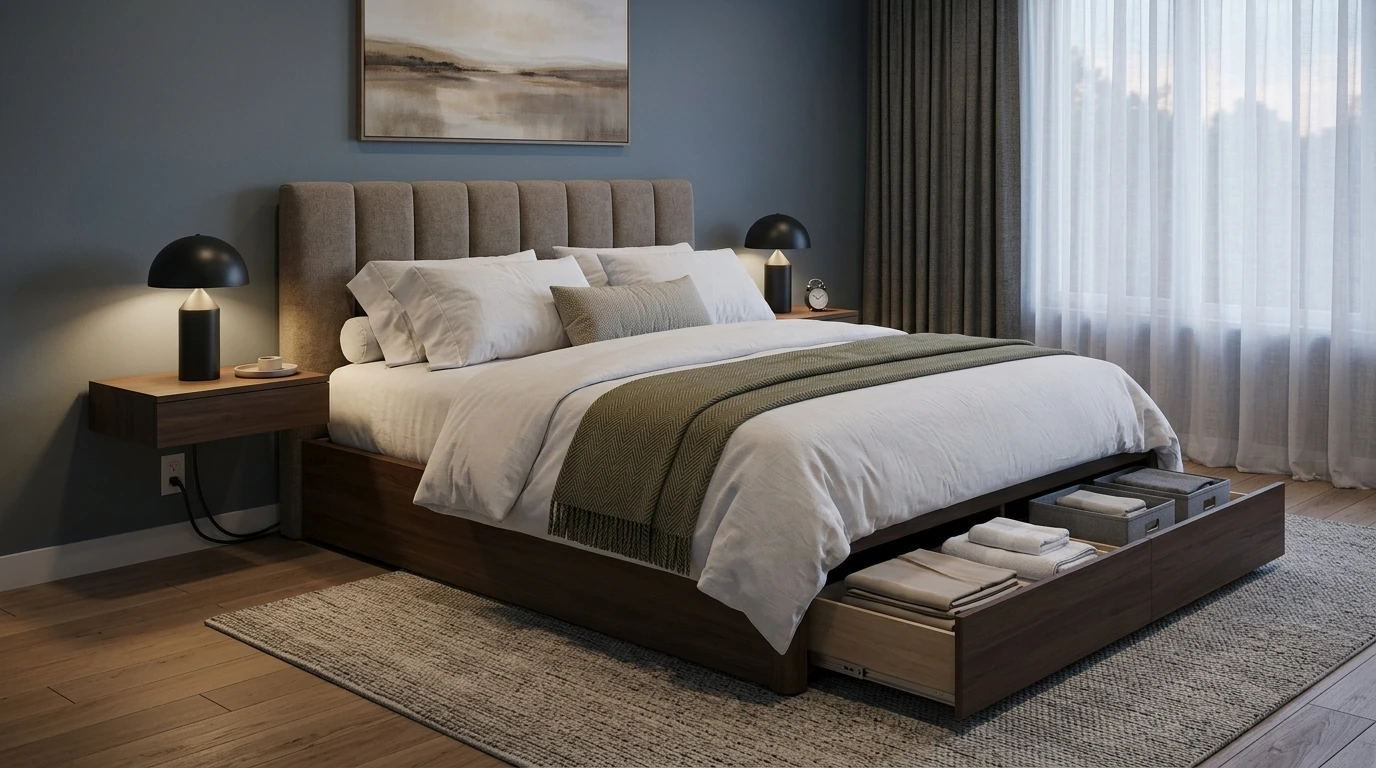 Luxury King Bed with Massage + Storage: Sleep & Space